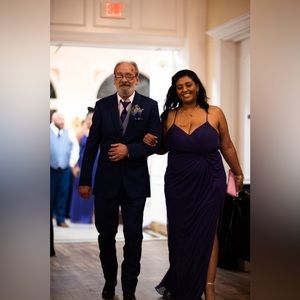 Azazie floor length Bridesmaids Dress. Dark purple Size A16